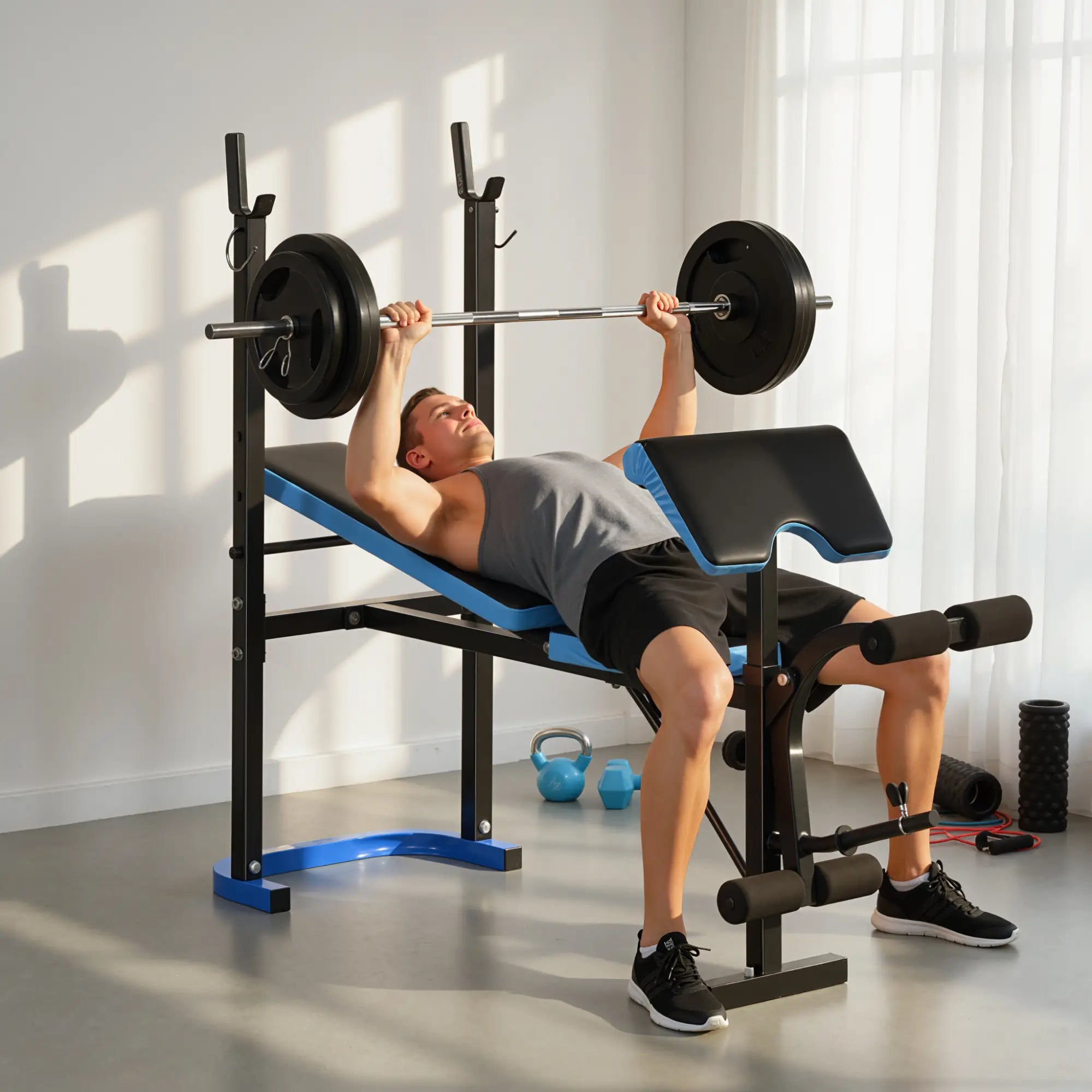 Adjustable Weight Bench, Barbell Rack, Leg Developer, Black Weight Benches at Gallery Canada