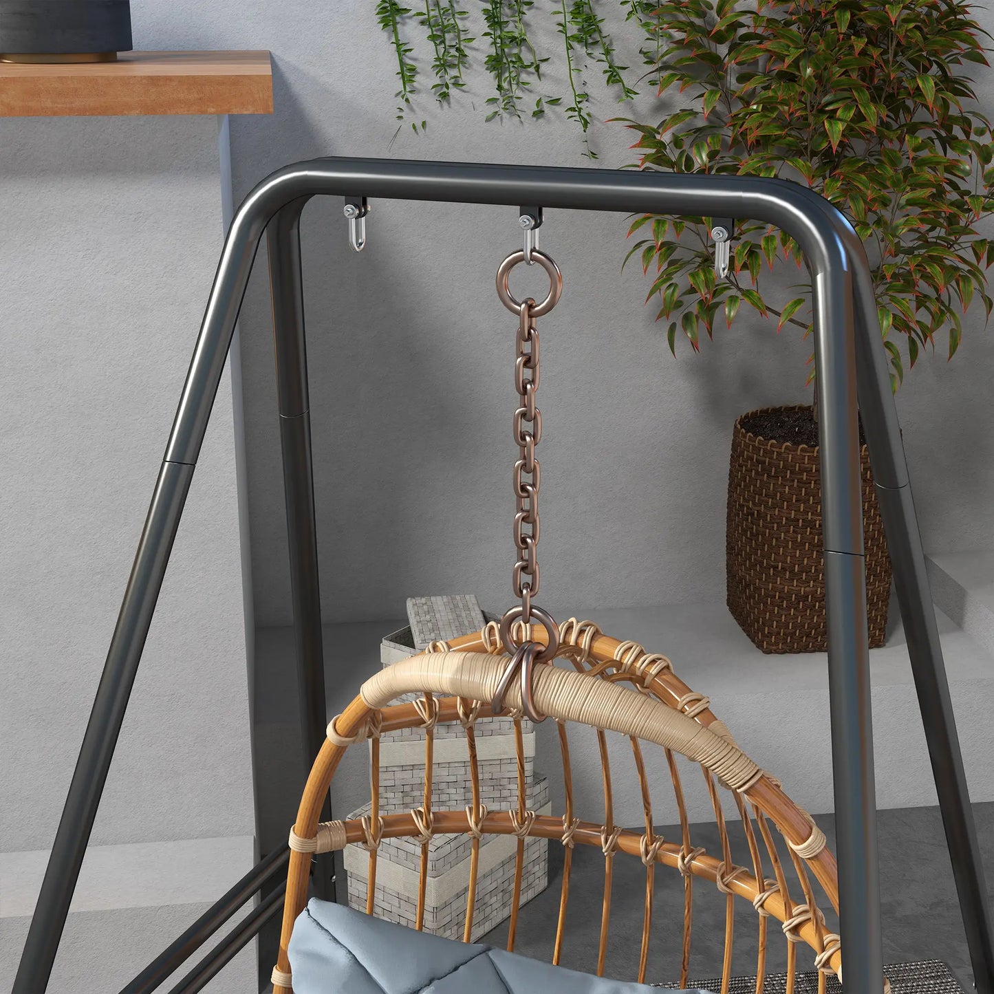 Heavy Duty Metal Hammock Chair Stand, 48.8" x 56.3" x 70.9", Black Hammock Stands at Gallery Canada