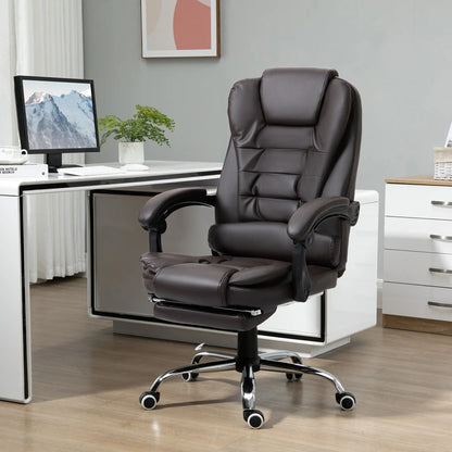 High Back Office Chair, PU Leather, Retractable Footrest, Padded Armrest, Coffee Executive & Manager Chairs at Gallery Canada