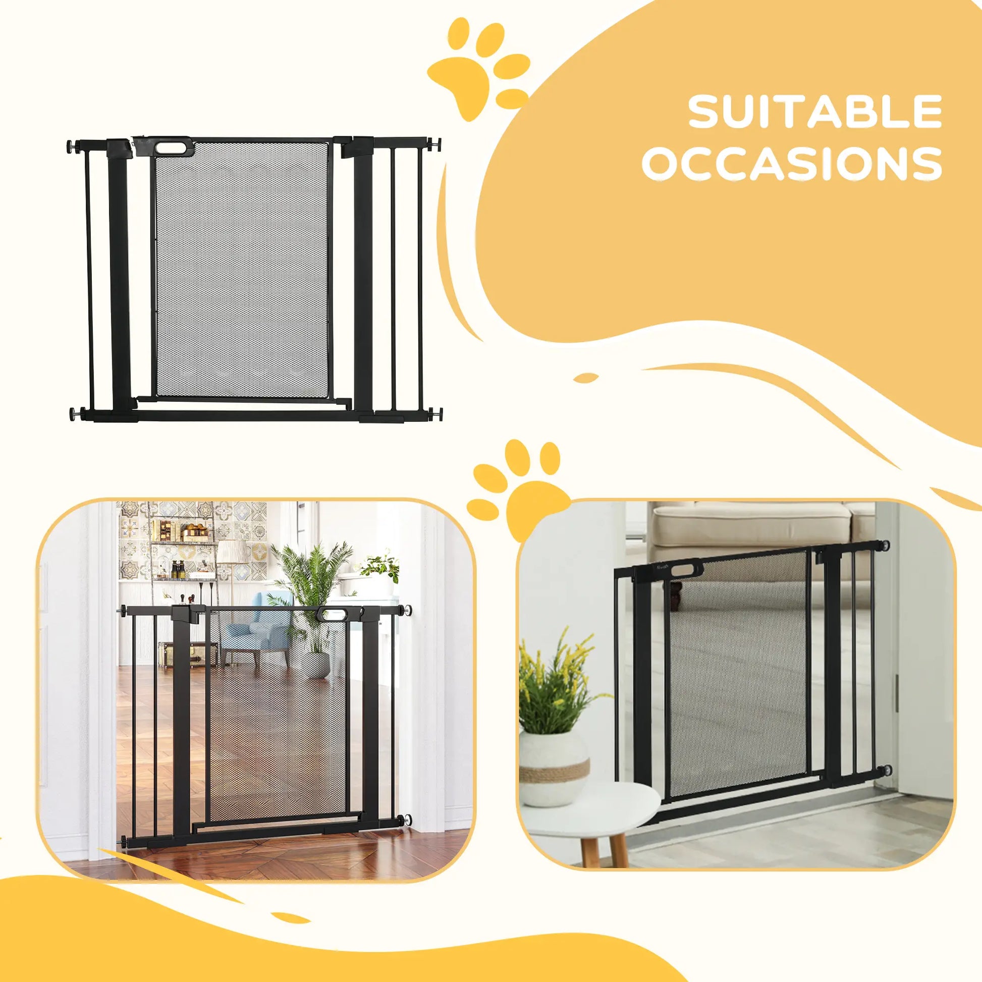 29.5"-40.6" Metal Pet Gate, Auto Closing Door, Double Locking, Black Houses, Kennels & Pens at Gallery Canada
