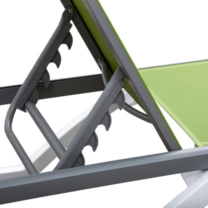 Outdoor Chaise Lounge Chair, Adjustable Back, Wheels, Mesh Fabric, Green Lounger Chairs at Gallery Canada