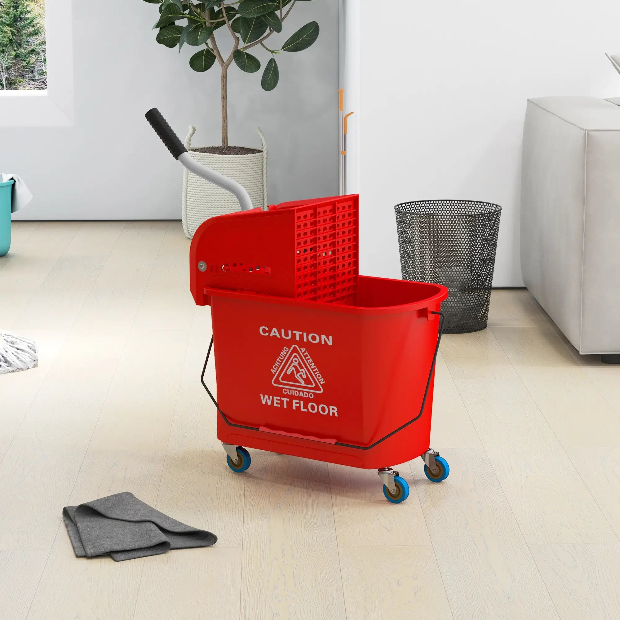 Compact Mop Bucket with Wringer, 5 Gallon, Red Household Supplies at Gallery Canada