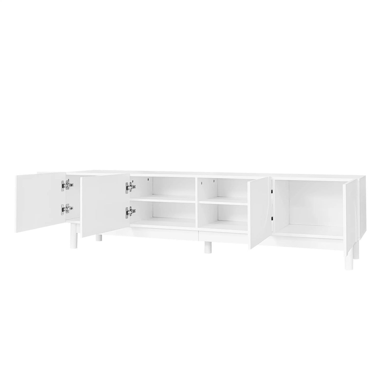 TV Stand, Wave Shaped Doors, Sturdy Legs, 66.5" L x 13.5" W x 18" H, White TV Stands at Gallery Canada