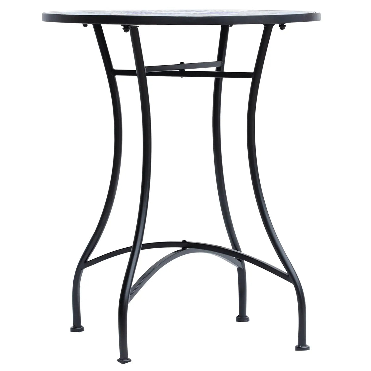 23.6" Mosaic Round Patio Table, Ceramic Tabletop, Multicolor Patio Side Tables Black, Blue, White at Gallery Canada