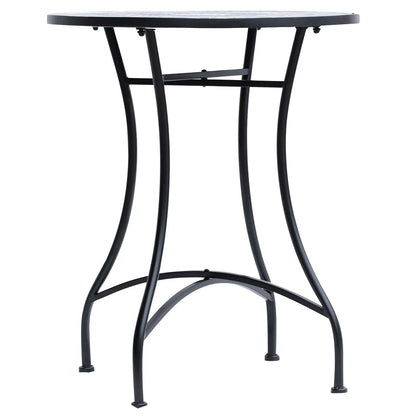 23.6" Mosaic Round Patio Table, Ceramic Tabletop, Multicolor Patio Side Tables Black, Blue, White at Gallery Canada