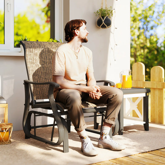 Outdoor Glider Chair, Steel Frame Mesh Fabric, Light Mixed Brown, Brown Outdoor Gliders Brown, Light Mixed Brown at Gallery Canada
