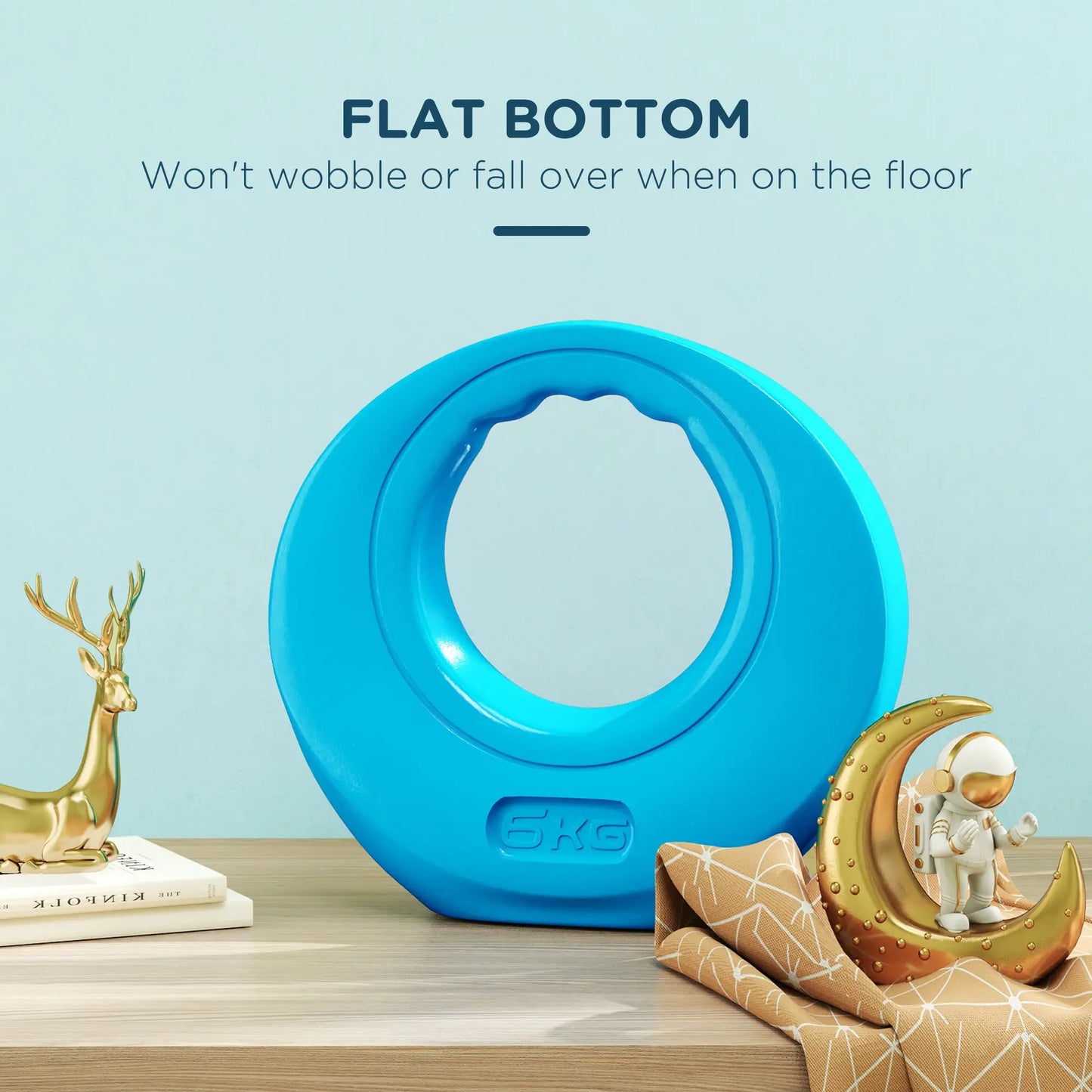 13lbs Kettlebell, Wide Handle, Home Gym Weight Lifting, Light Blue Strength Training Equipment at Gallery Canada