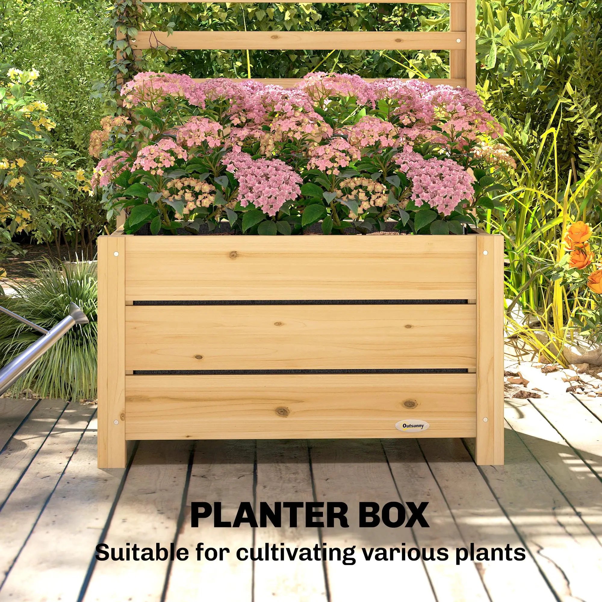 Wooden Raised Garden Bed With Trellis, Elevated Planter Box With Drainage Wooden Planter Boxes at Gallery Canada