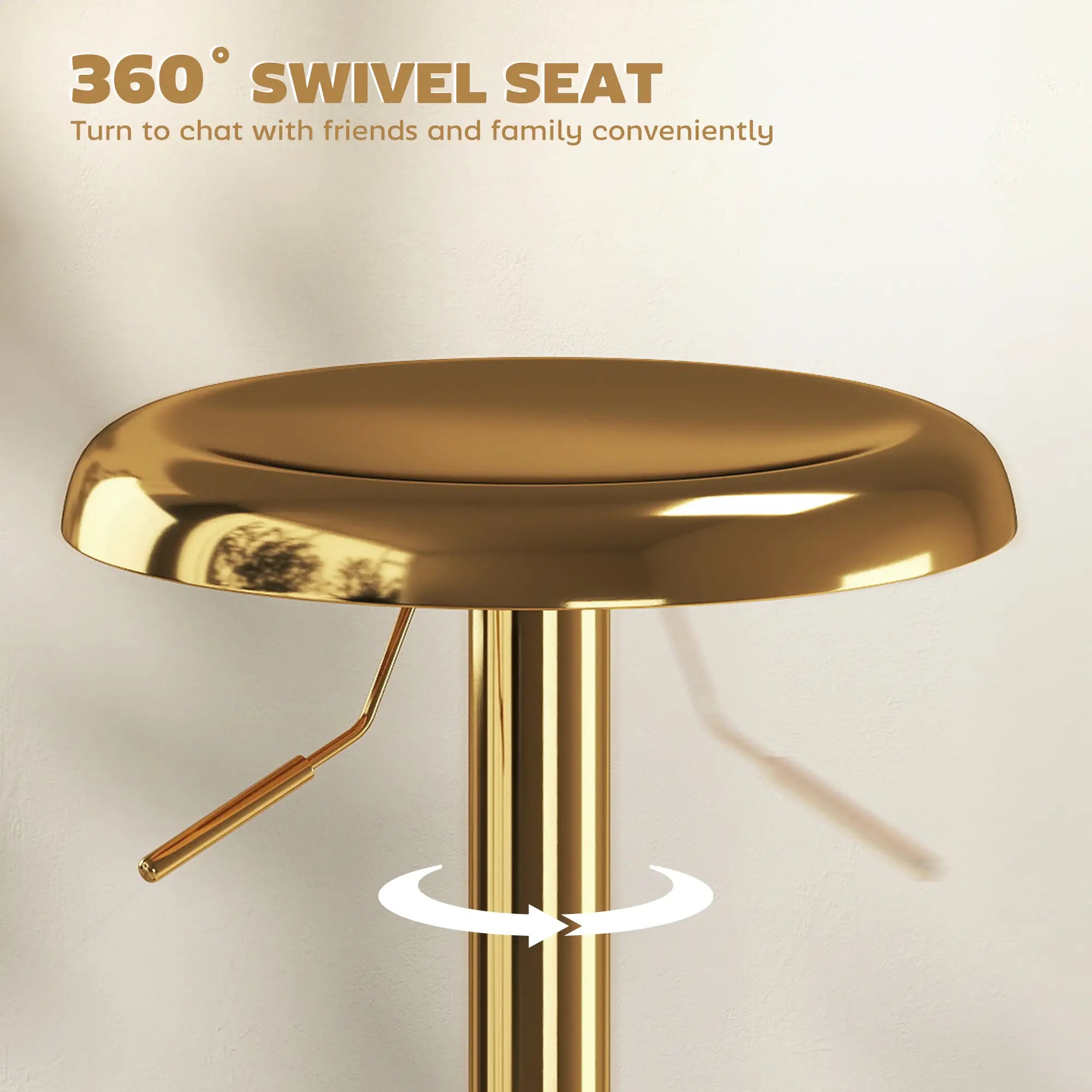 Steel Bar Stools Set of 2, Adjustable Counter Height, Gold Bar Stools at Gallery Canada