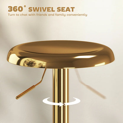 Steel Bar Stools Set of 2, Adjustable Counter Height, Gold Bar Stools at Gallery Canada