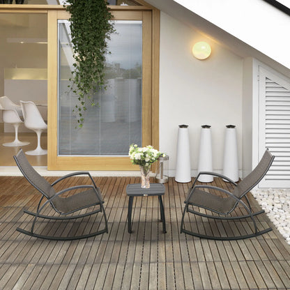 3 Pc Patio Wicker Rocking Chair Set, Outdoor PE Rattan, Brown Outdoor Rocking Chairs at Gallery Canada
