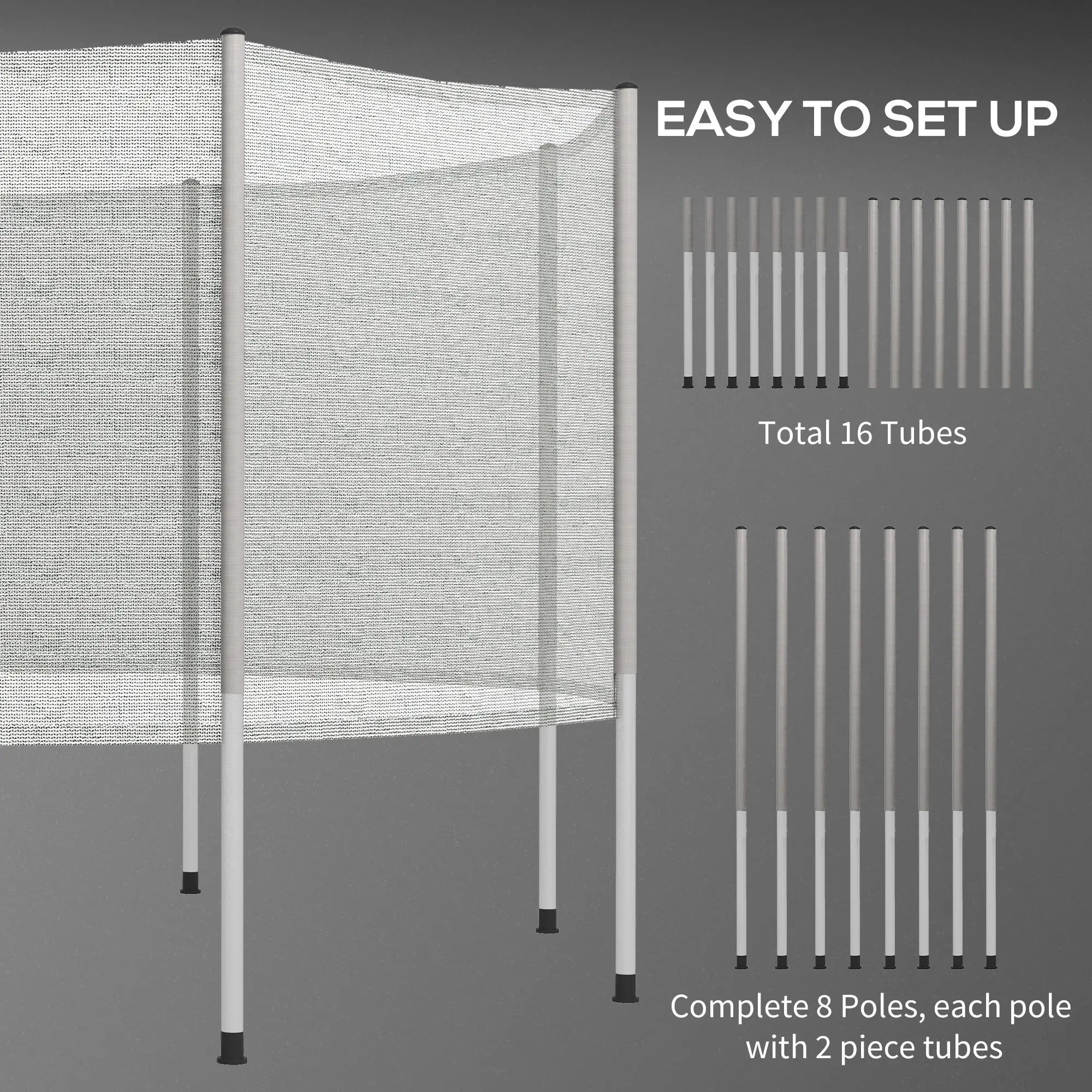2FT Trampoline Net Enclosure, 8 Poles, Grey Trampolines at Gallery Canada