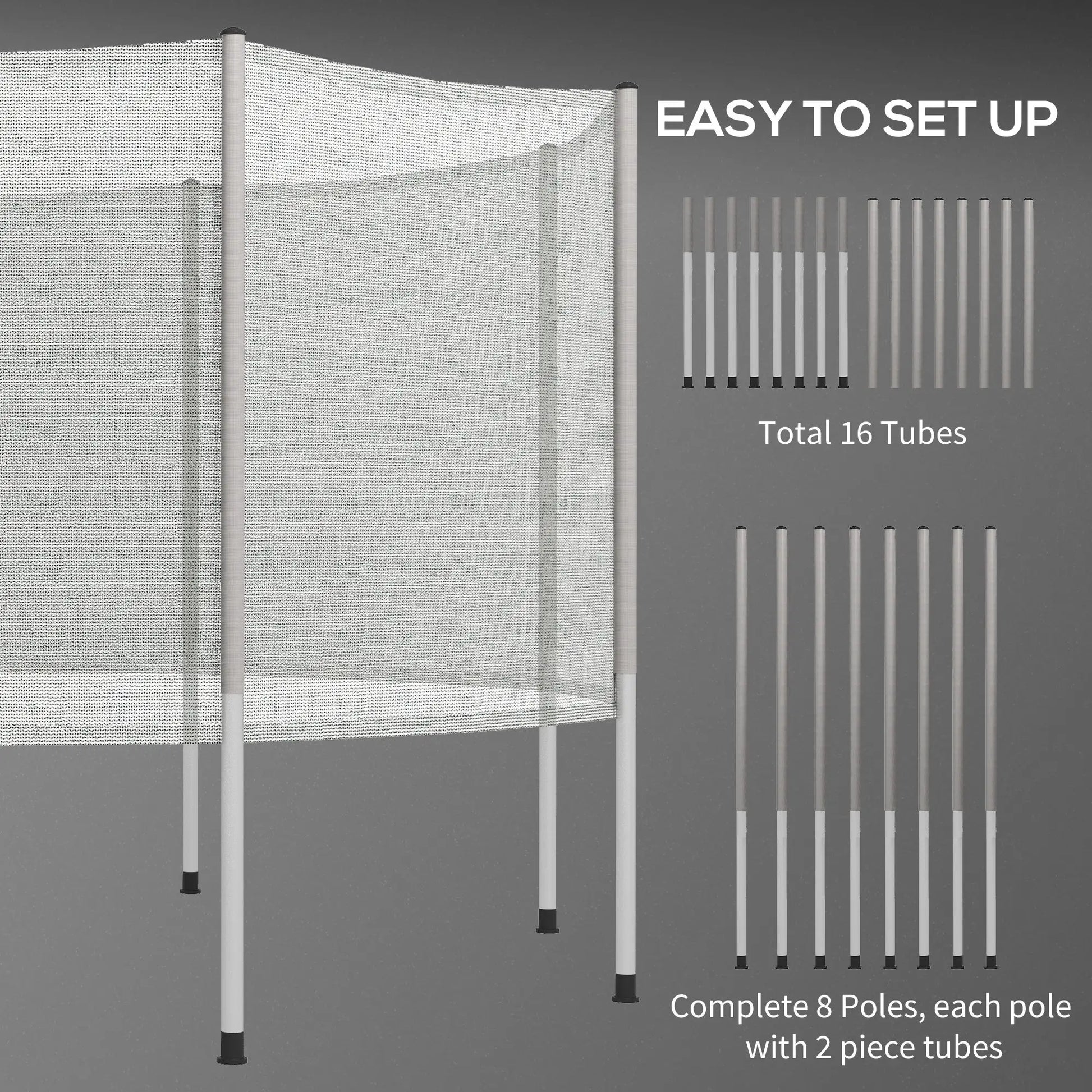 2FT Trampoline Net Enclosure, 8 Poles, Grey Trampolines at Gallery Canada