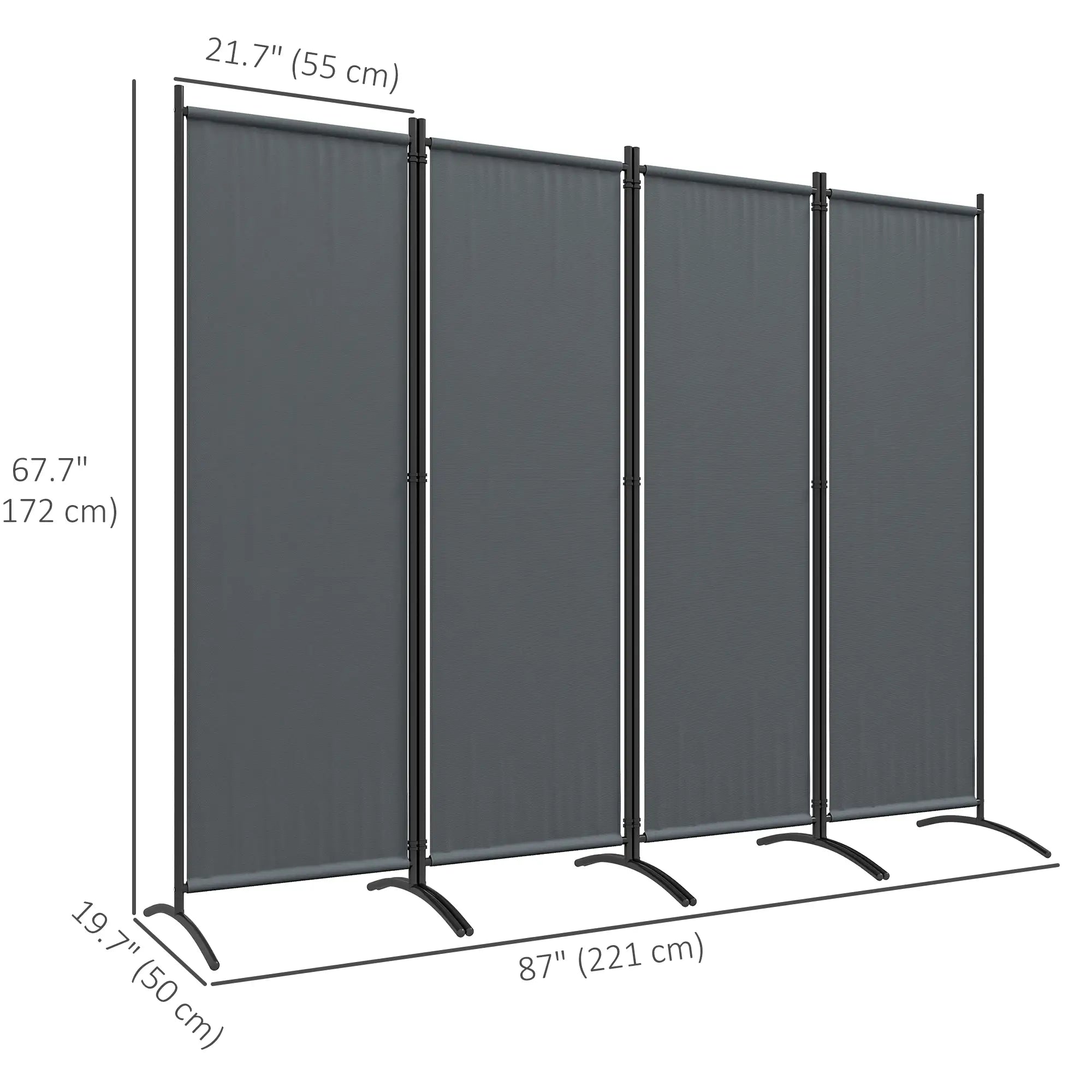 Folding Room Divider, Privacy Screen, 5.6FT Tall, Dark Grey Side Awnings at Gallery Canada
