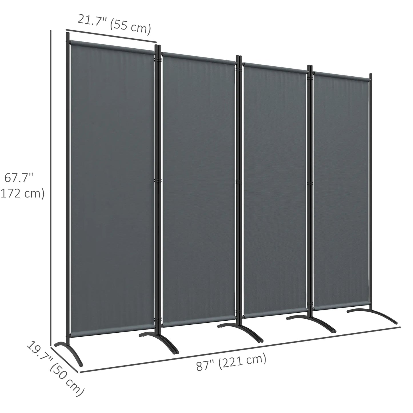 Folding Room Divider, Privacy Screen, 5.6FT Tall, Dark Grey Side Awnings at Gallery Canada