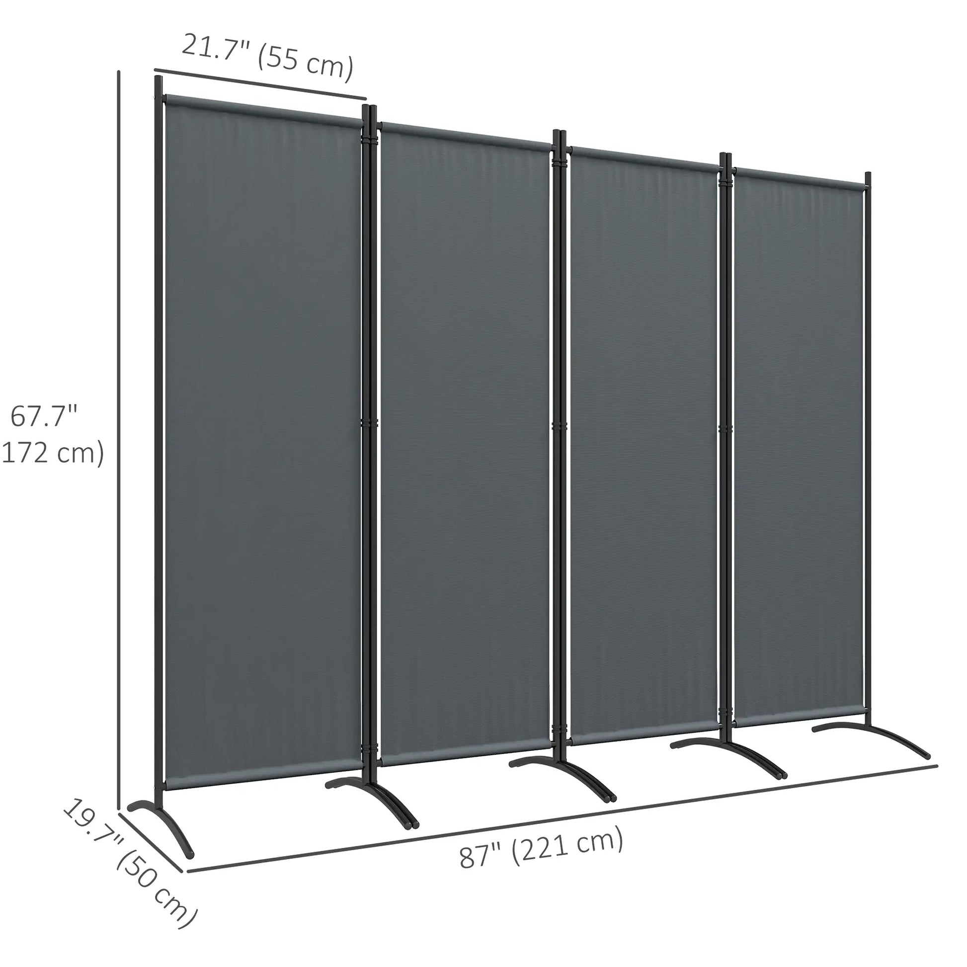 Folding Room Divider, Privacy Screen, 5.6FT Tall, Dark Grey Side Awnings at Gallery Canada