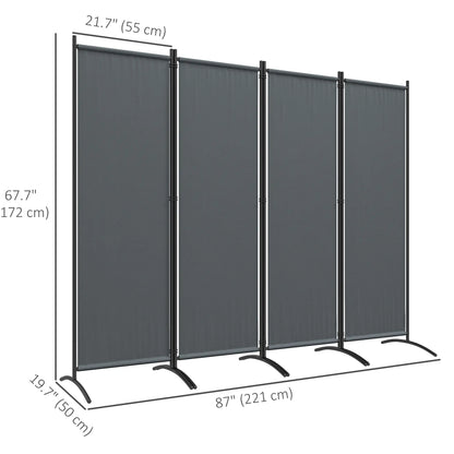 Folding Room Divider, Privacy Screen, 5.6FT Tall, Dark Grey Side Awnings at Gallery Canada