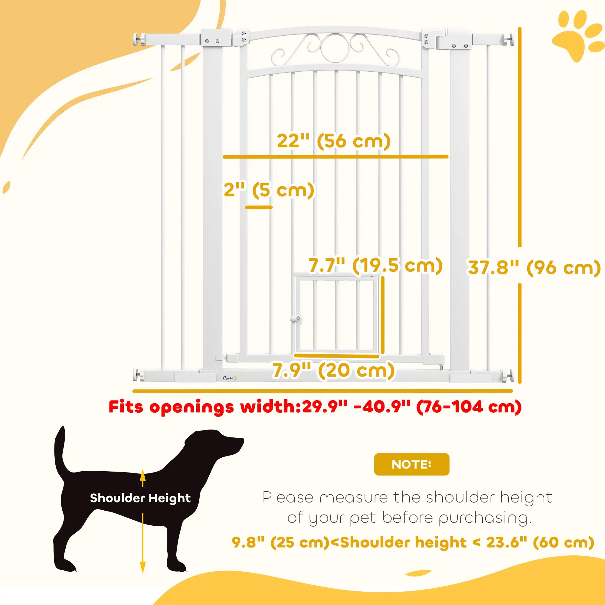 Walk Through Dog Gate, Small Pet Door, Auto Close, 30