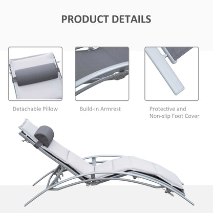 Reclining Chaise Lounge with Cushion, Padded Pillow, Grey Lounger Chairs at Gallery Canada