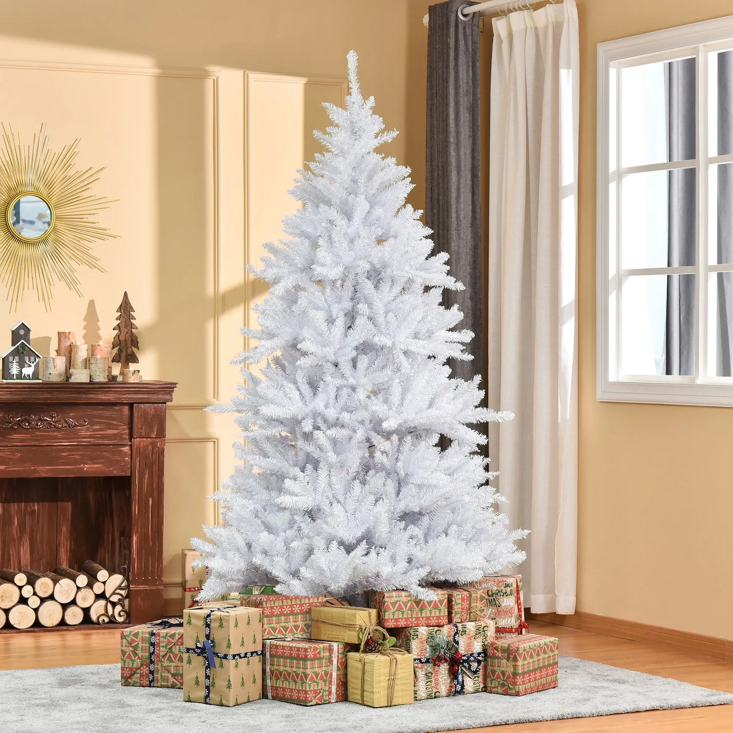 7FT Artificial Christmas Tree, Foldable Feet, Indoor, White White Christmas Trees at Gallery Canada