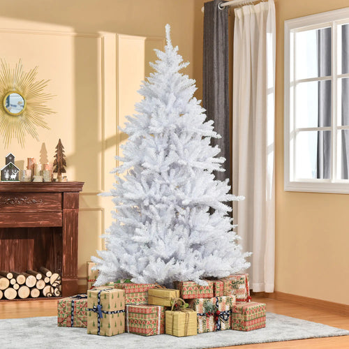 7FT Artificial Christmas Tree, Foldable Feet, Indoor, White