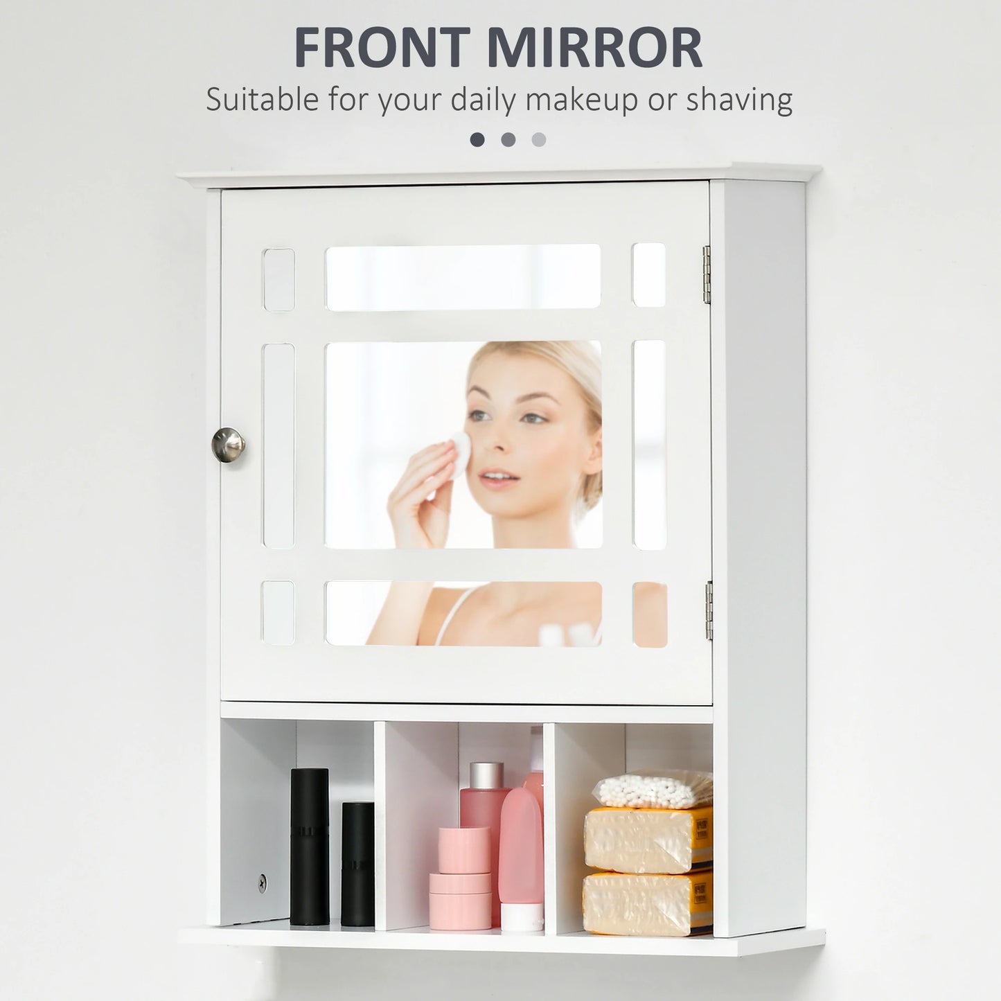 Wall Mounted Bathroom Mirror Cabinet, 3 Shelf Organizer, White Mirror Medicine Cabinets at Gallery Canada