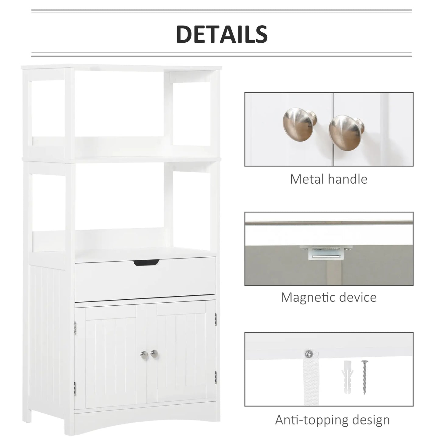 Bathroom Floor Cabinet, Kitchen Cupboard with Shelves, Drawer, White Bathroom Cabinets at Gallery Canada