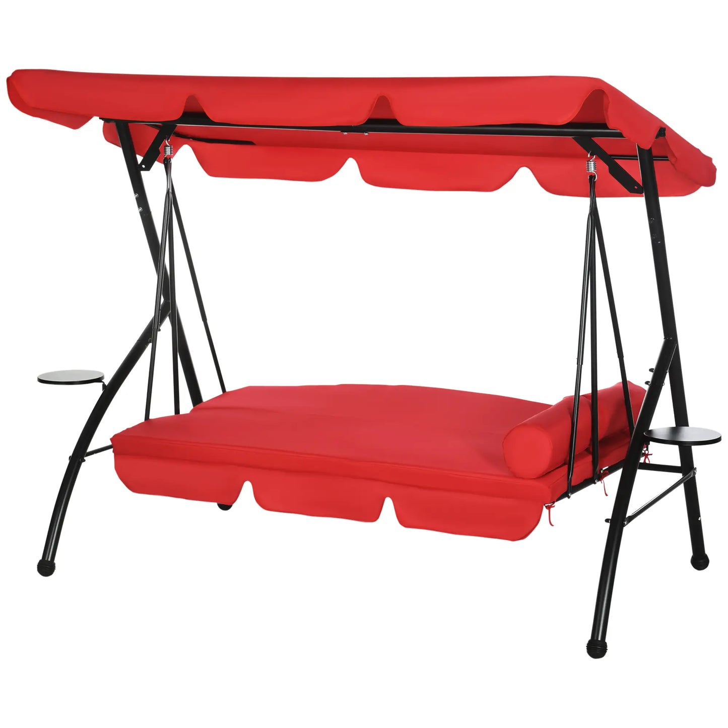 3-Seat Outdoor Swing Chair, Convertible Flat Bed, Adjustable Canopy, Removable Cushion Porch Swings with Canopy at Gallery Canada