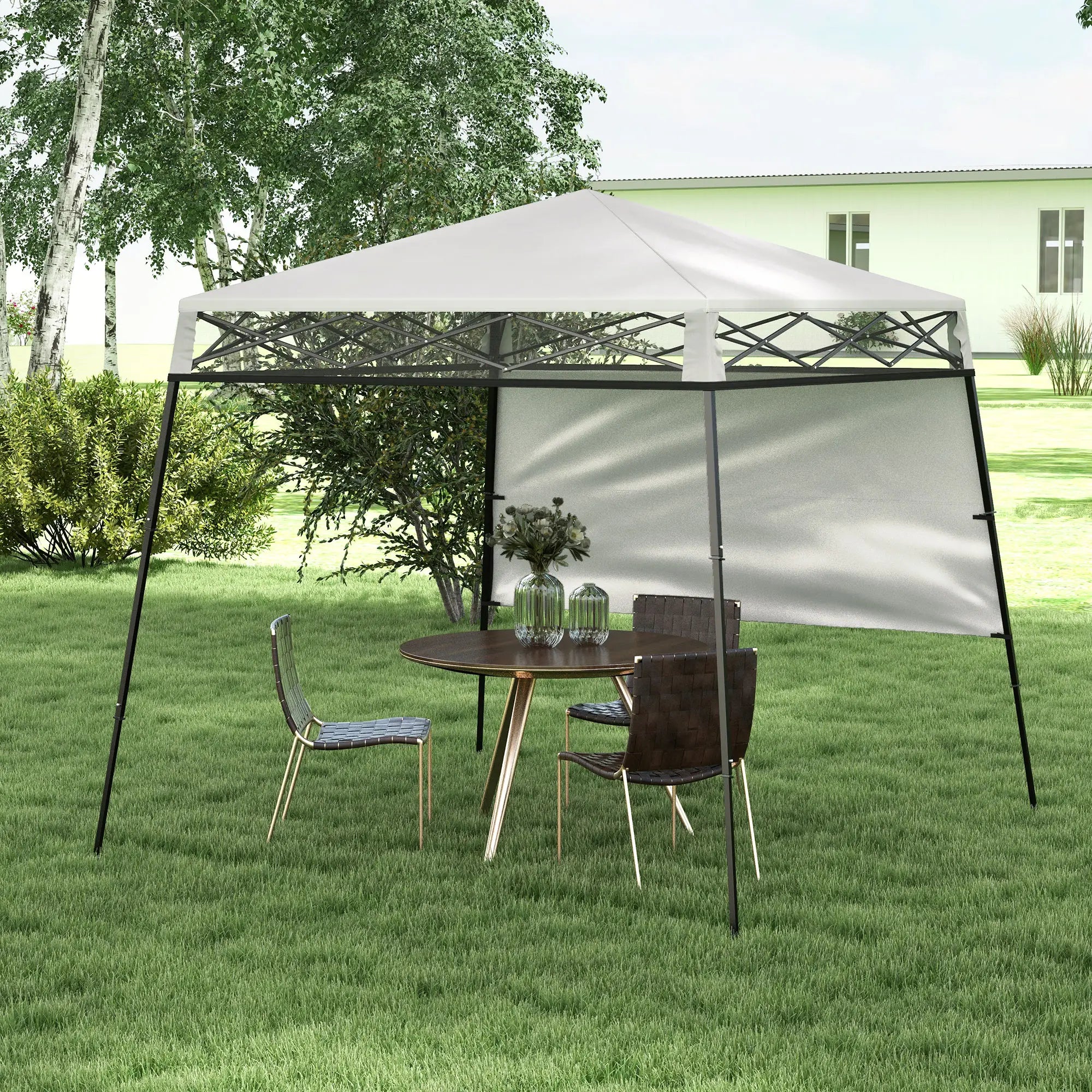 7' x 7' Pop Up Canopy Gazebo Tent, Adjustable Legs, White Pop Up Canopies at Gallery Canada