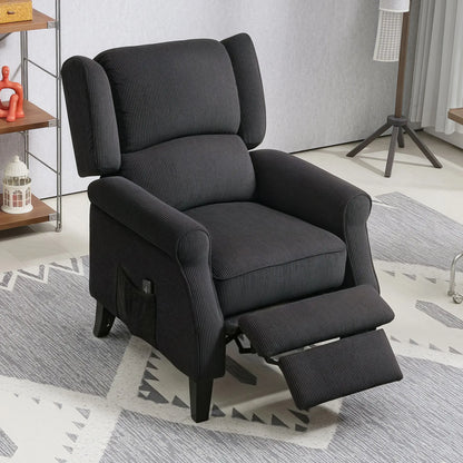 Push Back Recliner Chair, Vibration Massage, Extendable Footrest, Remote, Pocket, Black Sofas & Reclining Chairs at Gallery Canada