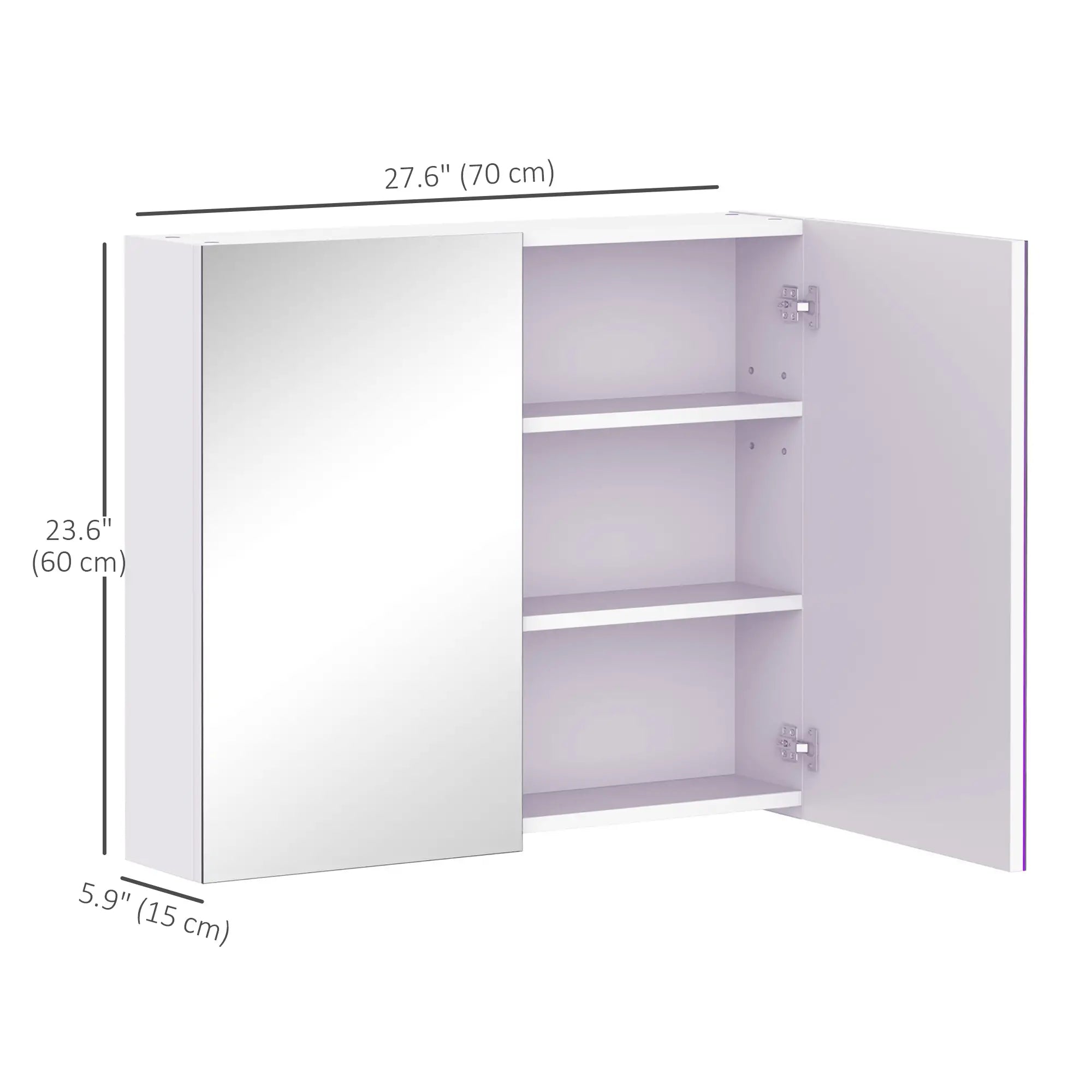 Wall Mount Mirrored Medicine Cabinet, Adjustable Shelf, Double Soft Closing Doors, Light Lilac Mirror Medicine Cabinets at Gallery Canada