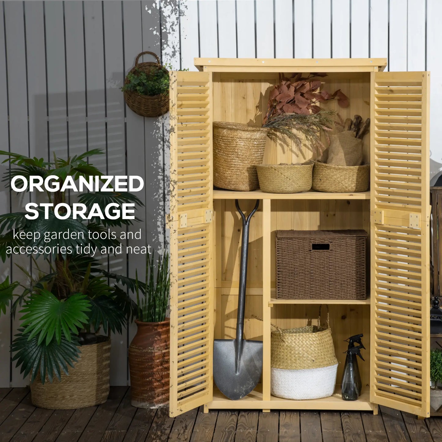 3' x 5' Wooden Garden Storage Shed, Asphalt Roof, 2 Large Doors, Natural Sheds at Gallery Canada