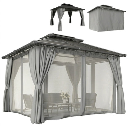 10' X 12' Outdoor Hardtop Gazebo, Double PC Roof, Steel Frame, Grey Gazebos at Gallery Canada