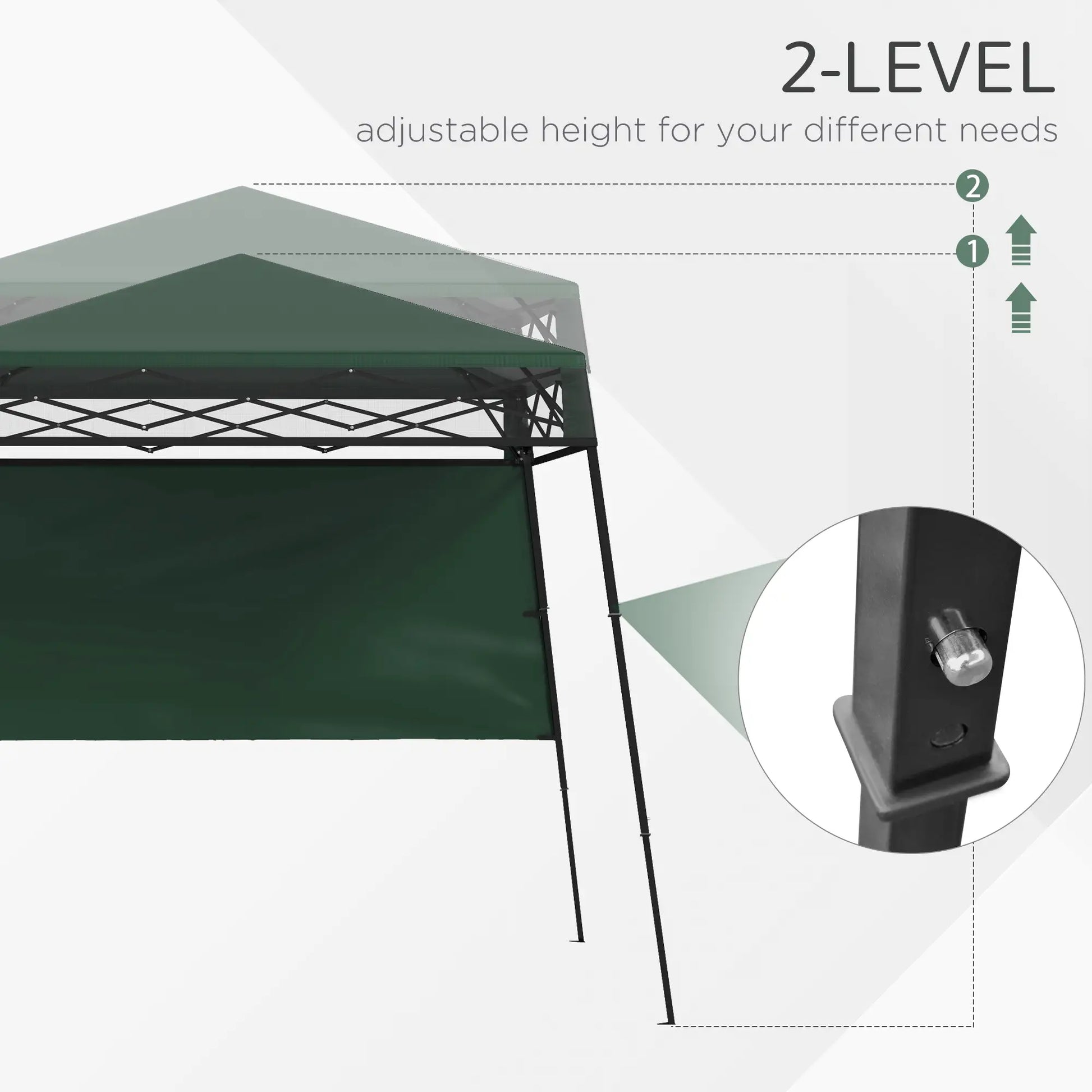 7' x 7' Pop Up Canopy Gazebo Tent, Adjustable Legs, Green Pop Up Canopies at Gallery Canada
