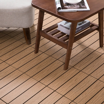 Outdoor Tiles, 11 Pack 12" x 12" WPC Interlocking Deck Tiles Waterproof and Non-slip Deck Tiles at Gallery Canada