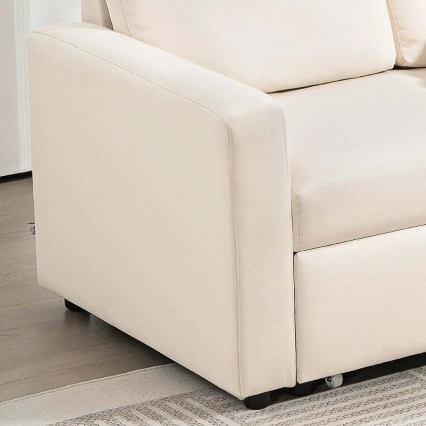 83" Sofa Bed, L Shaped Sectional Couch with Storage Chaise, Cream White