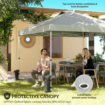 9.6 x 9.6 ft Pop Up Canopy Tent, UPF 50+, With Pockets, Sandbags, Wheeled Bag