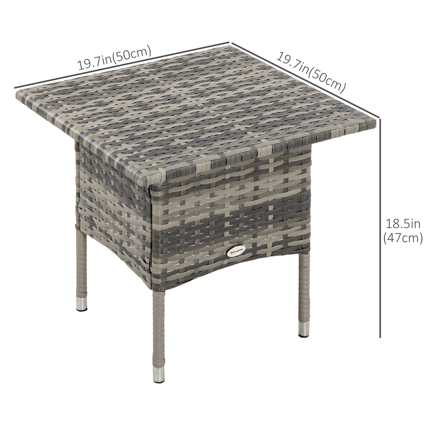 20" Patio Wicker Coffee Table, Outdoor, Mixed Grey, Grey Patio Side Tables at Gallery Canada