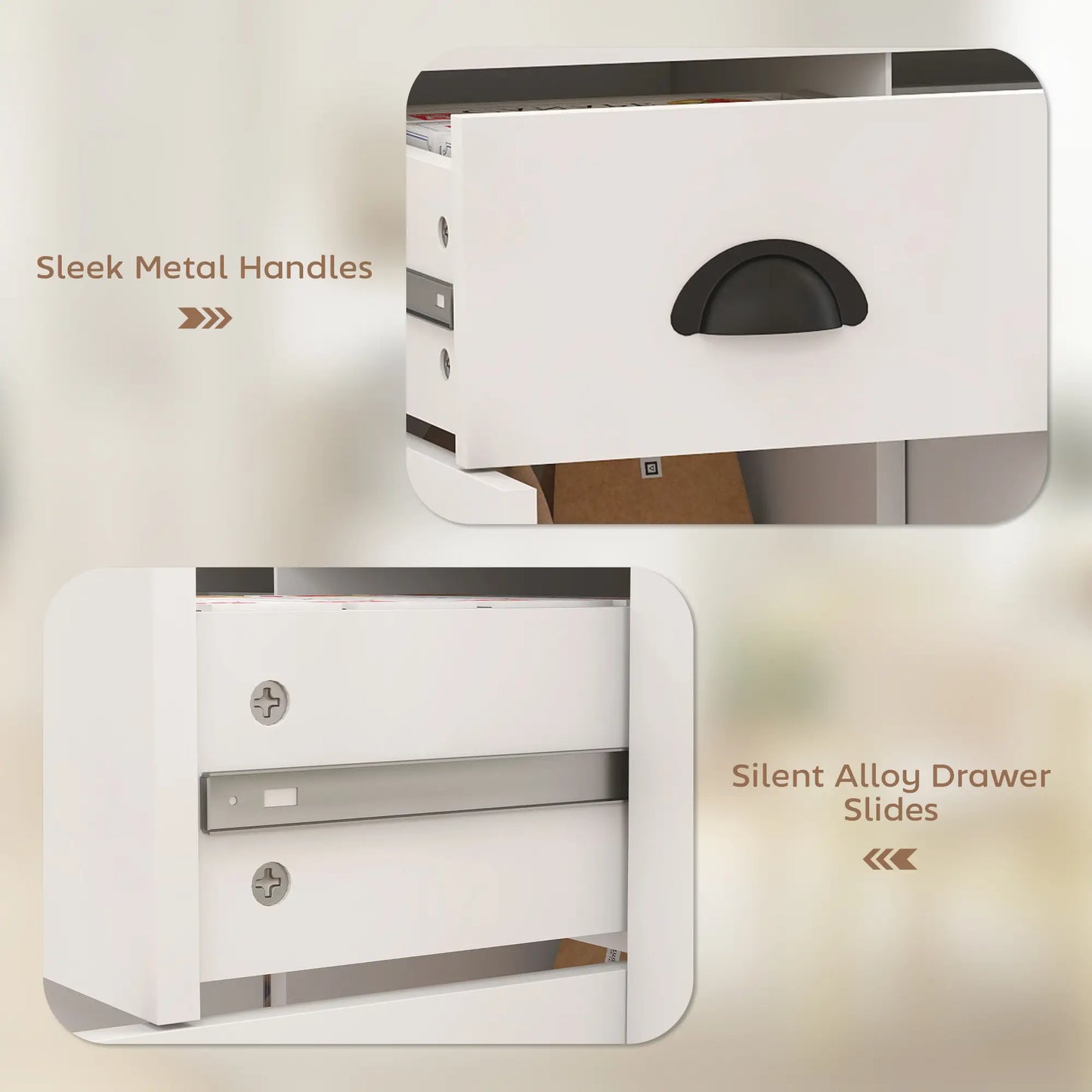 40" Sideboard Buffet Cabinet, 3 Drawers, 2 Adjustable Shelves, White