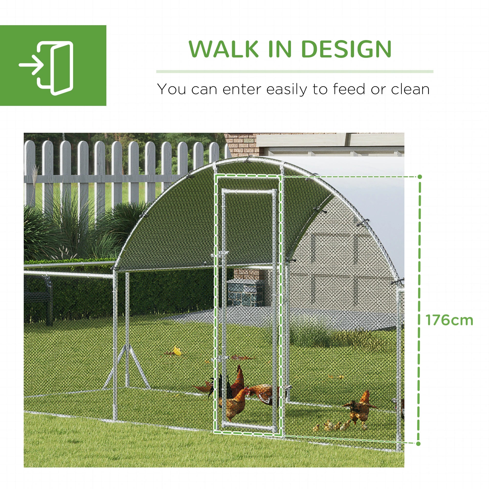 21.7' x 6.2' Metal Chicken Run, Waterproof Anti-UV Cover Chicken Coops at Gallery Canada