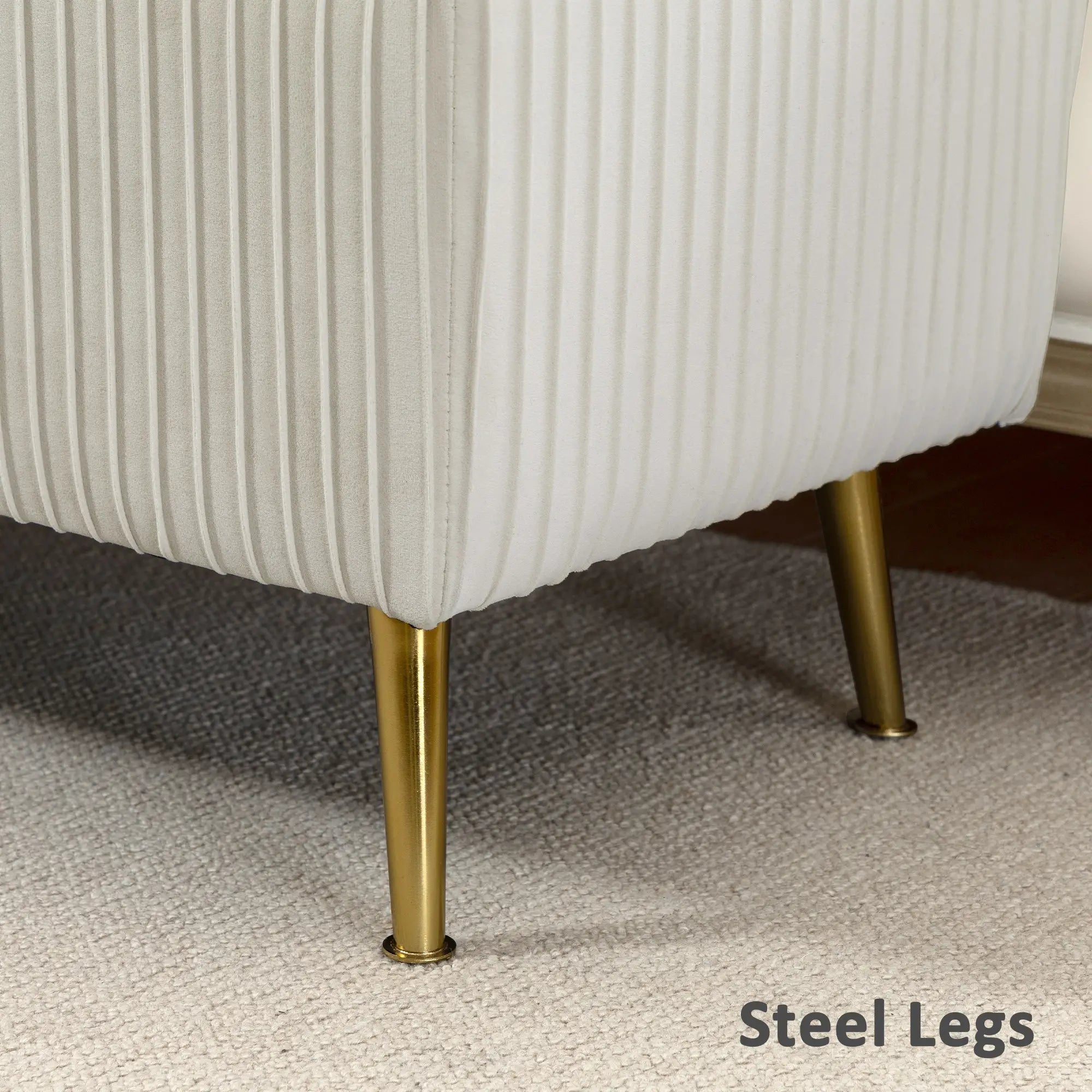 43 Inch Storage Ottoman Bench, Steel Legs, Padded Seat, Beige Storage Ottomans & Benches at Gallery Canada