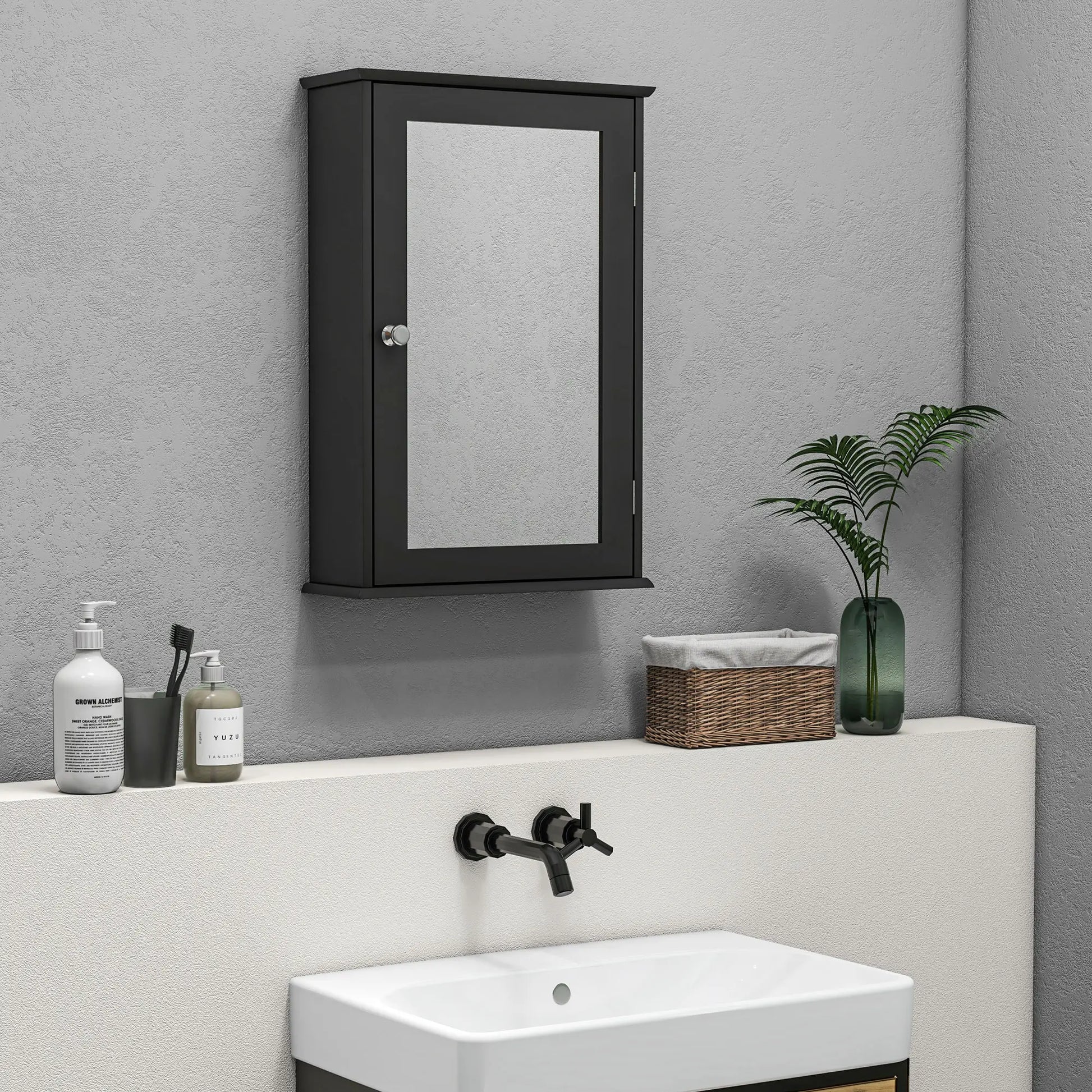 Wall Mounted Bathroom Mirror Cabinet with Shelves, Black Mirror Medicine Cabinets at Gallery Canada