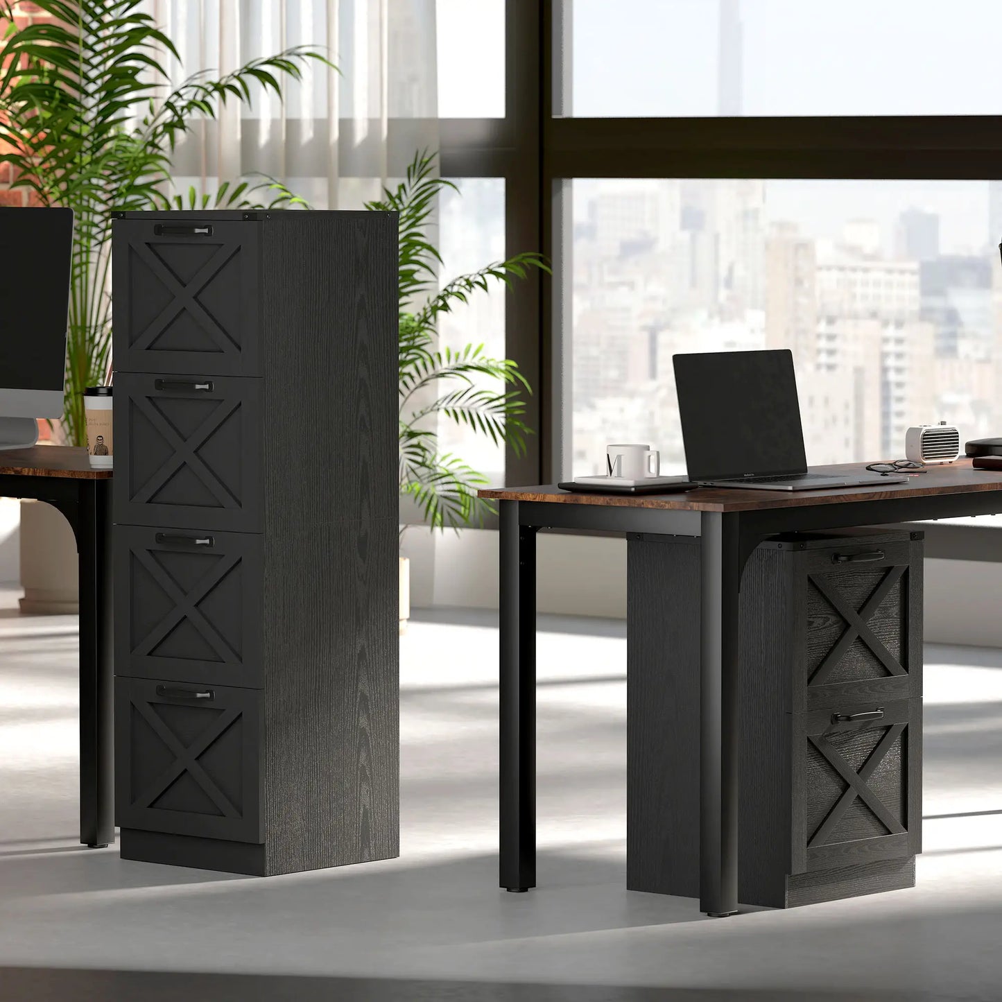 4-Drawer File Cabinet, Vertical Farmhouse, Fits A4, Black Office Cabinets & Cupboards at Gallery Canada