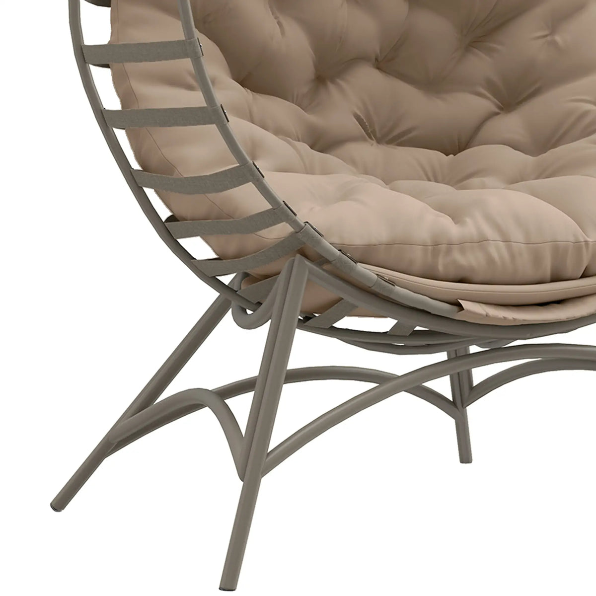 Egg Chair, Patio Lounge Chair, Foldable Basket Chair with Large Seat Cushion, Side Pocket, Sand Patio Chairs at Gallery Canada