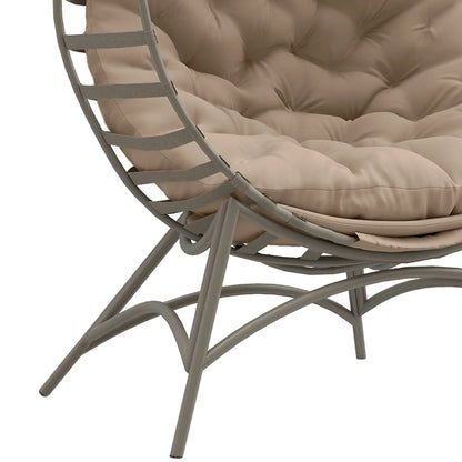 Egg Chair, Patio Lounge Chair, Foldable Basket Chair with Large Seat Cushion, Side Pocket, Sand Patio Chairs at Gallery Canada