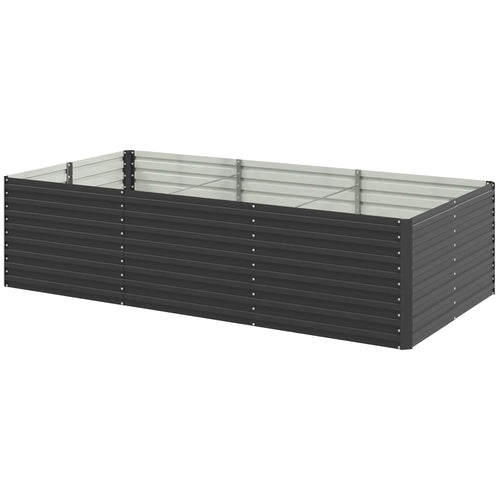 8' x 4' x 2' Raised Garden Bed, Galvanized Planter Box, Dark Grey