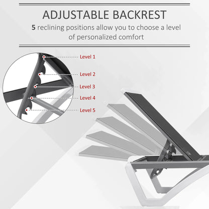 Outdoor Chaise Lounge Chair, Adjustable Back, Wheels, Mesh Fabric, Black Lounger Chairs at Gallery Canada