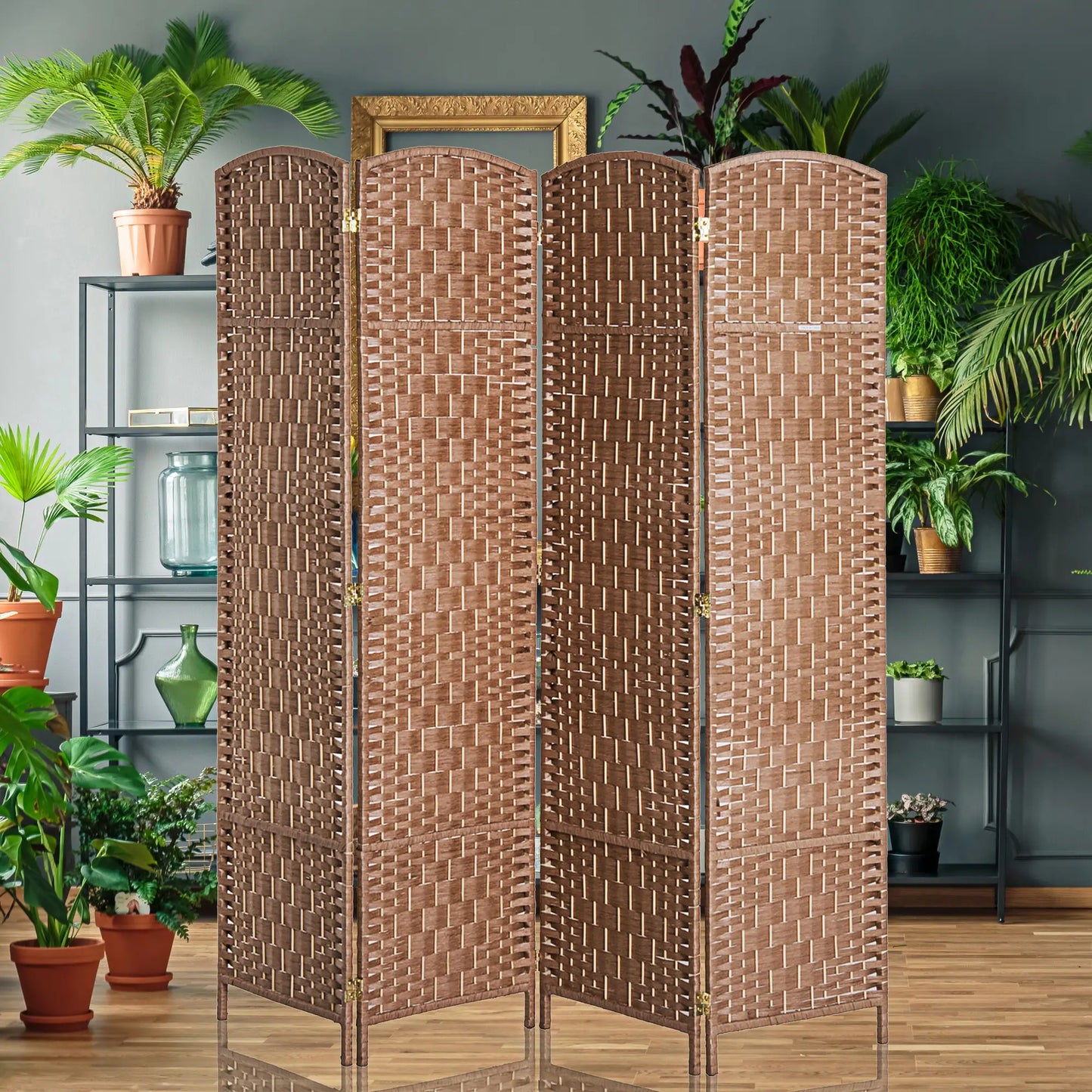 6ft Folding Room Divider, 4 Panel Wooden Frame, Natural Room Dividers at Gallery Canada