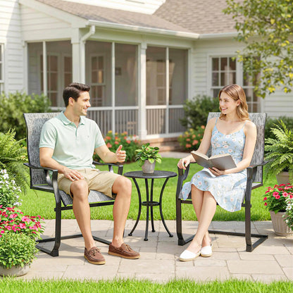 C Spring Motion Patio Chairs Set of 2, High Backrest, Armrest, Breathable Fabric Patio Chairs at Gallery Canada