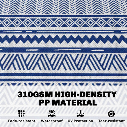 Reversible Outdoor Rug, Patio Floor Mat, 6' x 9', White, Dark Blue Garden Decor at Gallery Canada